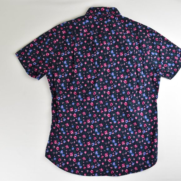 Bonobos NEW M Slim Fit Short Sleeve Shirts Navy - Picture 4 of 7